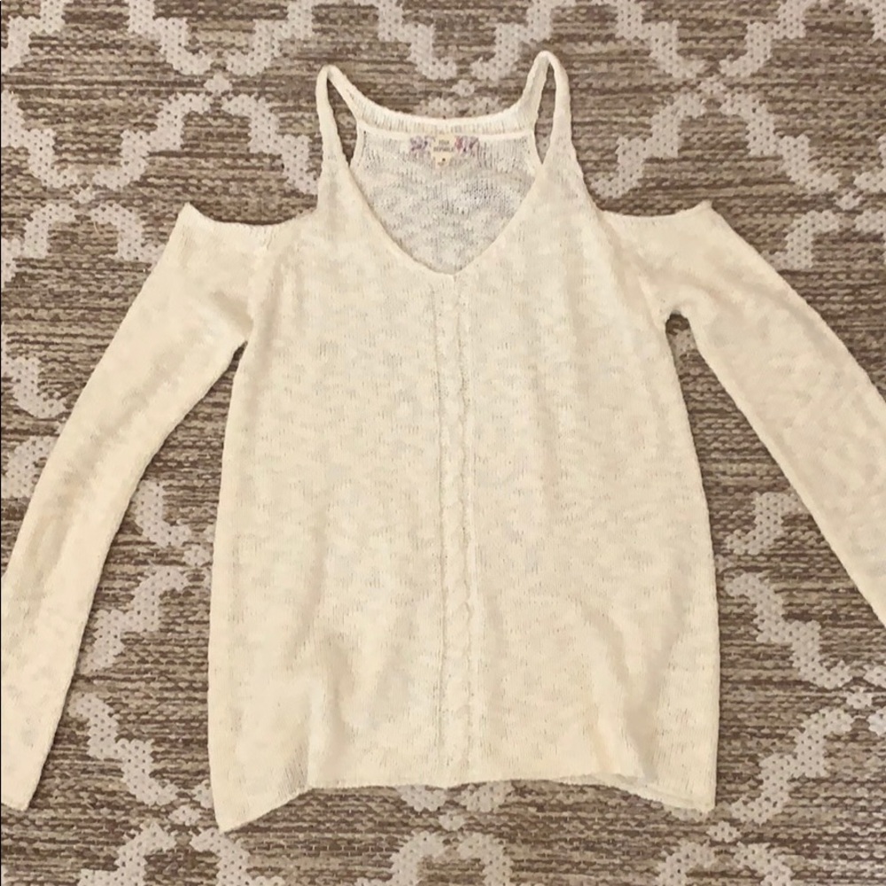 Off the shoulder cream sweater